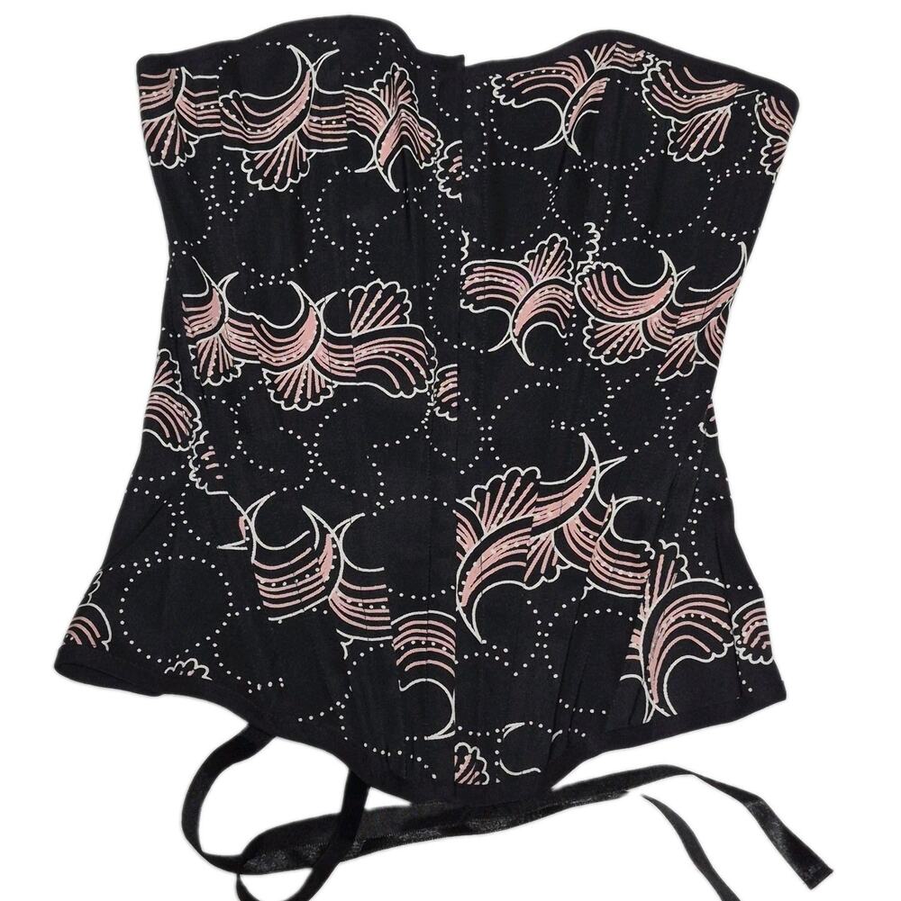 Charlotte Russe Corset Bustier Goth Fairy Y2K Black Pink Floral Small
